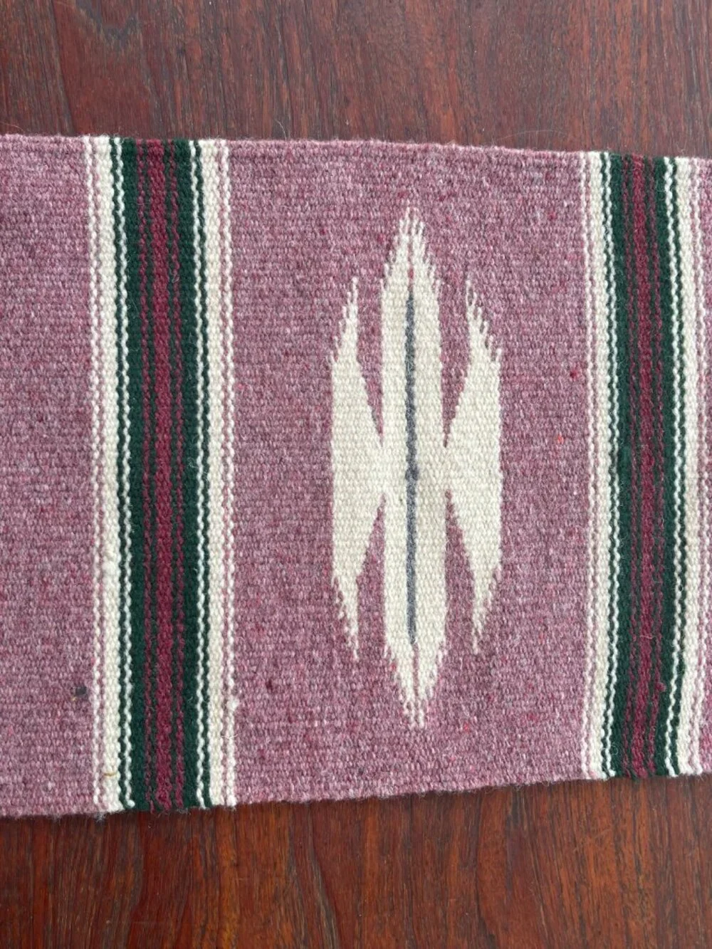 Chimayo Medium Red Wine Green Geometric Weaving